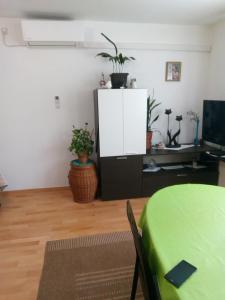 a room with a white cabinet with plants on the wall at STUDIO APARTMAN Marita in Split
