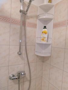 a bathroom with a shower with a bottle of cleaner at STUDIO APARTMAN Marita in Split