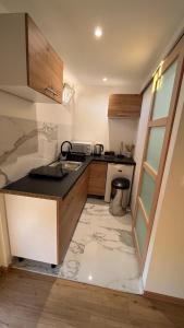 a kitchen with a sink and a counter top at Home Place Apartments - Gujan Arcachon in Gujan-Mestras +16 photos