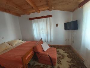Zimmer mit einem Bett, einem Sofa und einem Flachbild-TV in der Unterkunft Apartments by the sea Merag, Cres - 11791 in Cres