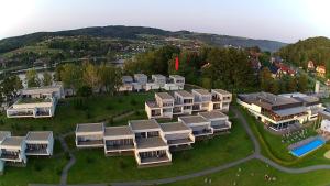 an aerial view of a group of houses at Apartment Sloneczny Grodek 68 in Gródek Nad Dunajcem