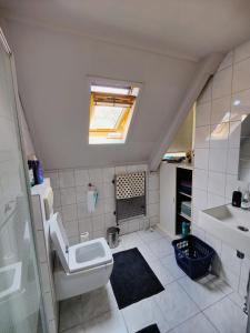 een badkamer met een toilet en een wastafel bij B&B Art Gallery 274 in Apeldoorn