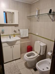 a bathroom with a white toilet and a sink at Departamento amoblado nueva Córdoba in Córdoba