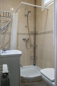 a bathroom with a shower and a toilet and a sink at Precioso apartamento Palacio Real, Madrid in Madrid