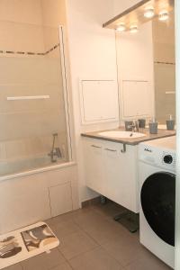 芒特拉若利的住宿－T3 bord de Seine,proche centre ville,parking privé，厨房配有水槽和洗衣机