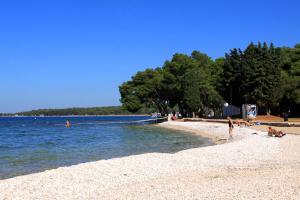 a group of people on a beach near the water at Apartments with a parking space Fazana - 13359 in Fažana