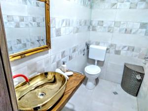 un baño con lavabo e inodoro en Apartments with parking space Sumartin, Brac - 11926, en Sumartin