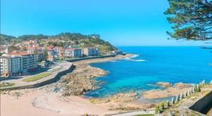 widok na plażę i ocean w obiekcie Vivienda en el casco histórico de Baiona w mieście Baiona
