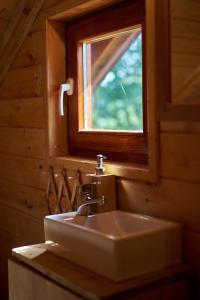 a bathroom with a sink and a window at Country House Brijest in Kolašin