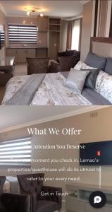 eine Anzeige für ein Hotelzimmer mit einem Bett in der Unterkunft Lemao Properties/guest house in Johannesburg