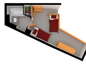 a floor plan of a room with a bed and a refrigerator at Studio Courchevel 1650, 1 pièce, 5 personnes - FR-1-563-91 in Courchevel