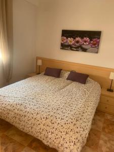 une chambre avec un lit et un tableau au mur dans l'établissement Apartamento Centro, à Torre del Mar