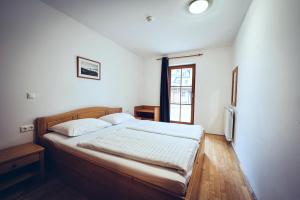 a bedroom with a bed in a room with a window at Pohorje Village Wellbeing Resort - Family Apartments Bolfenk in Hočko Pohorje +124 photos