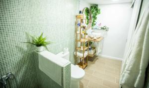 une salle de bain avec des toilettes blanches et un lavabo dans l'établissement aridane loft, à Los Llanos de Aridane 41 autres photos