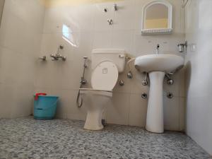 a bathroom with a toilet and a sink at Buddha guest House nubra in Deskit