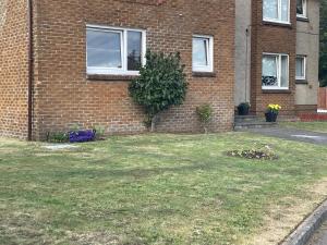 a yard in front of a brick building at The Nest, Livingston in Livingston