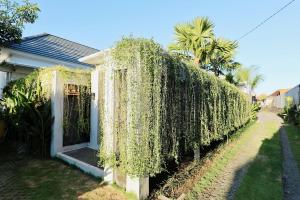 a fence covered in ivy next to a house at Beautiful Tropical-Boho 3BR Villa, Berawa Canggu, Bali in Canggu