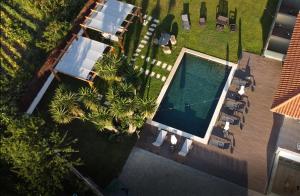 een bovenaanzicht van een zwembad met palmbomen bij Villarit Porto in Gondomar
