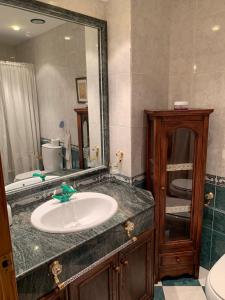 a bathroom with a sink and a mirror at Alojamiento Bello Cazorla in Cazorla