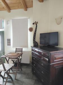 Televízia a/alebo spoločenská miestnosť v ubytovaní House Moschα