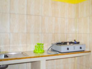 - un comptoir de cuisine avec un évier et un appareil dans l'établissement SPOT ON 91463 Obby Guest House, à Balikpapan