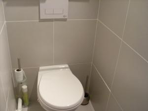 阿克斯萊泰爾姆的住宿－Le Faf Nours Appart ..，一间位于客房内的白色卫生间的浴室