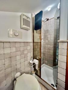 a bathroom with a toilet and a shower at La Casa sul Naviglio in Milan