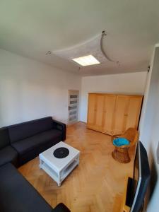salon z kanapą i stołem w obiekcie Apartament Kaszownik w Toruniu