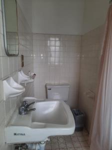 a bathroom with a sink and a toilet at HOTEL ACUARIO CATEMACO in Catemaco