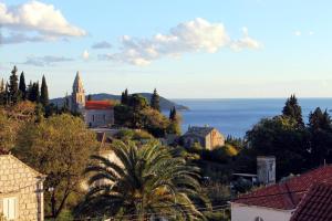 uma vista para uma cidade com o oceano ao fundo em Apartments with WiFi Trsteno, Dubrovnik - 8738 em Trsteno