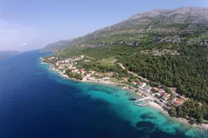 an aerial view of a small island in the ocean at Apartments by the sea Kuciste - Perna, Peljesac - 13921 in Kučište