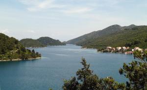 widok na rzekę z górami w tle w obiekcie Apartments by the sea Polace, Mljet - 16296 w mieście Goveđari