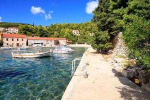 two boats are docked in a body of water at Apartments by the sea Brna, Korcula - 4425 in Smokvica