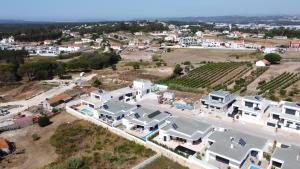 una vista aérea de una localidad con casas blancas y viñedos en Casa Felino en Nadadouro