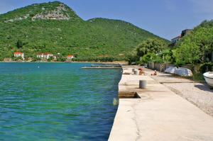 a body of water with a mountain in the background at Apartments by the sea Luka Dubrava, Peljesac - 4568 in Janjina