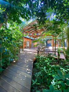 a walkway leading to a house in a garden at Ananda Eco House - Eco Rainforest Retreat in Montville
