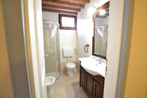 a bathroom with a toilet and a sink and a shower at Villa Bolgherello in Marina di Bibbona +45 photos