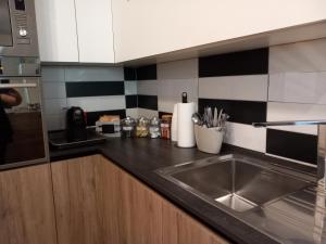 a kitchen with a sink and a counter top at Rome 66 apartments in Rome