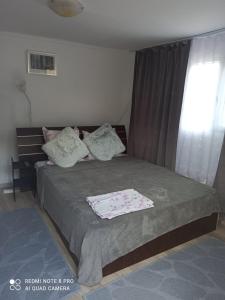 - une chambre avec un grand lit et une fenêtre dans l'établissement Casa Calix, à Băile Govora