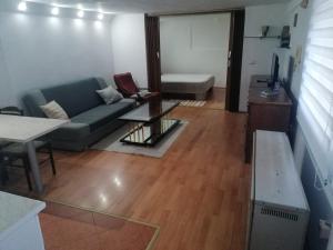 a living room with a couch and a table at Apartman Oaza Olja in Belgrade