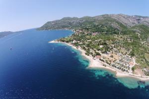 an aerial view of a small island in the water at Apartments by the sea Viganj, Peljesac - 633 in Viganj