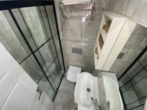 a bathroom with a sink and a toilet at Şiva Pera Hotel & SPA in Istanbul