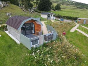 an overhead view of a tiny house in a field at Bonnie Barns - Luxury Lodges with hot tubs in Luss
