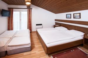 a bedroom with two beds and a window at Gästehaus Sunkler in Golling an der Salzach