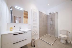 阿維尼翁新城的住宿－LE FIGUIER - CLIM - WIFI，带淋浴和卫生间的白色浴室