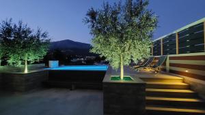 - une piscine avec un arbre dans un bâtiment dans l'établissement Apartments Sutorina, à Herceg-Novi