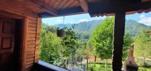 a window with a view of a mountain view at Casa COLT DE RAI in Brezoi