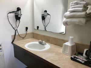 a bathroom with a sink and a mirror and towels at SilverStone Lite in Sunnyside