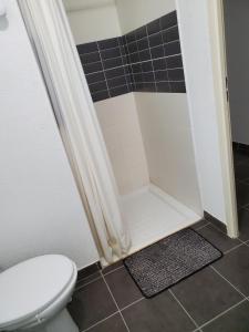 La salle de bains est pourvue d'une douche, de toilettes et d'un tapis. dans l'établissement GK2night, à Marseille