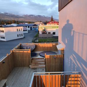 a view from the balcony of a building at Luxury Loft Apartment Akureyri in Akureyri